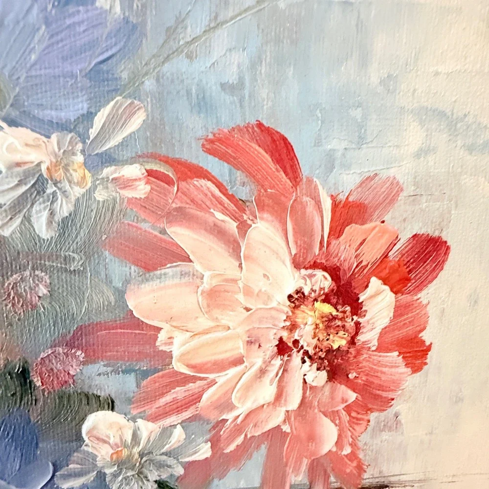 Vintage Impasto Floral Oil Painting Signed A Sweeting Framed Original Canvas